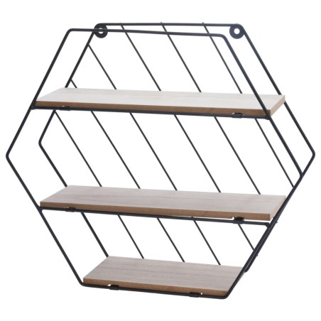 Home&Styling Wandregal mit 3 Ablagen Natur und Schwarz