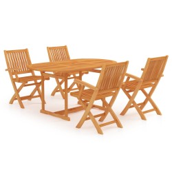 vidaXL 5-tlg. Garten-Essgruppe Massivholz Teak 