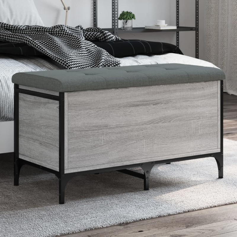 vidaXL Sitzbank mit Stauraum Grau Sonoma 82x42x45 cm Holzwerkstoff vidaXL Sitzbank mit Stauraum Grau Sonoma 82x42x45 cm Holzwerkstoff