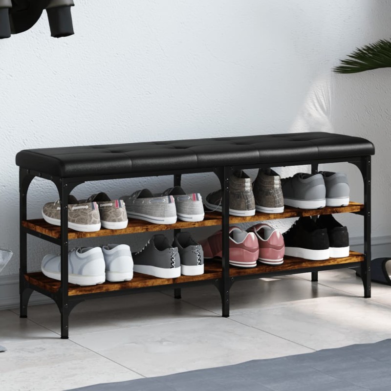 vidaXL Schuhbank Räuchereiche 102x32x47 cm Holzwerkstoff vidaXL Schuhbank Räuchereiche 102x32x47 cm Holzwerkstoff