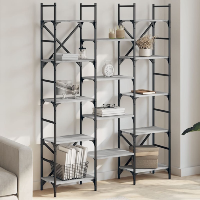 vidaXL Bücherregal Grau Sonoma 127,5x28,5x172,5 cm Holzwerkstoff vidaXL Bücherregal Grau Sonoma 127,5x28,5x172,5 cm Holzwerkstoff