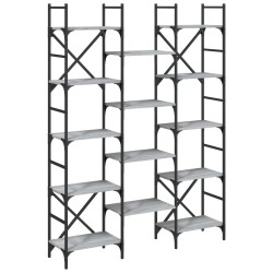 vidaXL Bücherregal Grau Sonoma 127,5x28,5x172,5 cm Holzwerkstoff