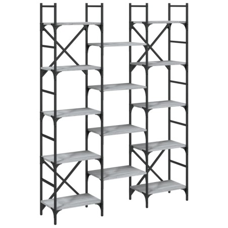 vidaXL Bücherregal Grau Sonoma 127,5x28,5x172,5 cm Holzwerkstoff