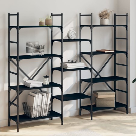 vidaXL Bücherregal Schwarz 160x28,5x136,5 cm Holzwerkstoff