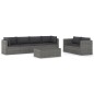 vidaXL 7-tlg. Garten-Lounge-Set mit Kissen Poly Rattan Grau vidaXL 7-tlg. Garten-Lounge-Set mit Kissen Poly Rattan Grau