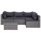 vidaXL 7-tlg. Garten-Lounge-Set mit Kissen Poly Rattan Grau vidaXL 7-tlg. Garten-Lounge-Set mit Kissen Poly Rattan Grau