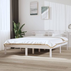 vidaXL Massivholzbett Weiß 150x200 cm