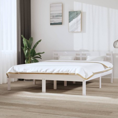vidaXL Massivholzbett Weiß 150x200 cm