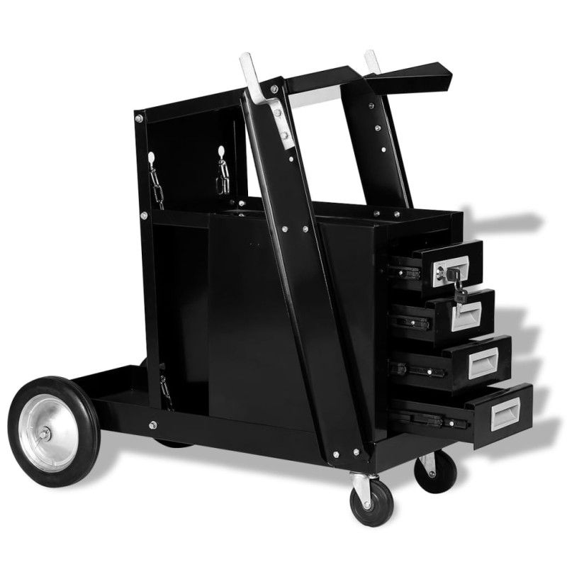 VidaXL Schweißwagen mit 4 Schubladen Schwarz VidaXL Schweißwagen mit 4 Schubladen Schwarz