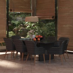 9-tlg. Garten-Essgruppe Poly Rattan Schwarz
