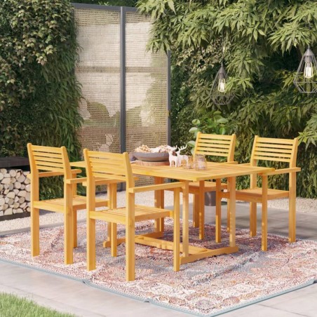 5-tlg. Garten-Essgruppe Massivholz Teak