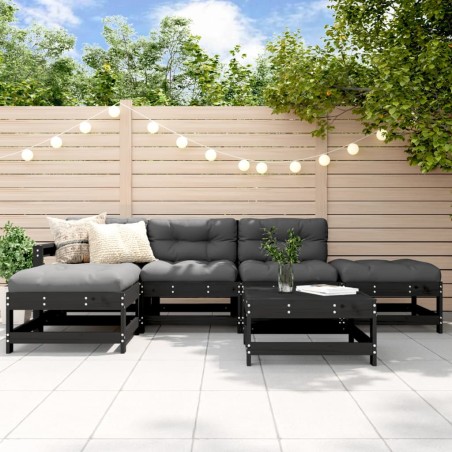 vidaXL 6-tlg. Garten-Lounge-Set Schwarz Massivholz Kiefer