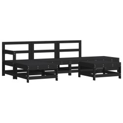 vidaXL 6-tlg. Garten-Lounge-Set Schwarz Massivholz Kiefer