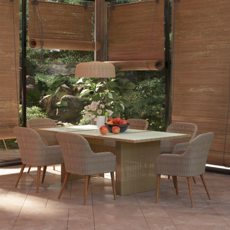 7-tlg. Garten-Essgruppe Poly Rattan Braun 7-tlg. Garten-Essgruppe Poly Rattan Braun