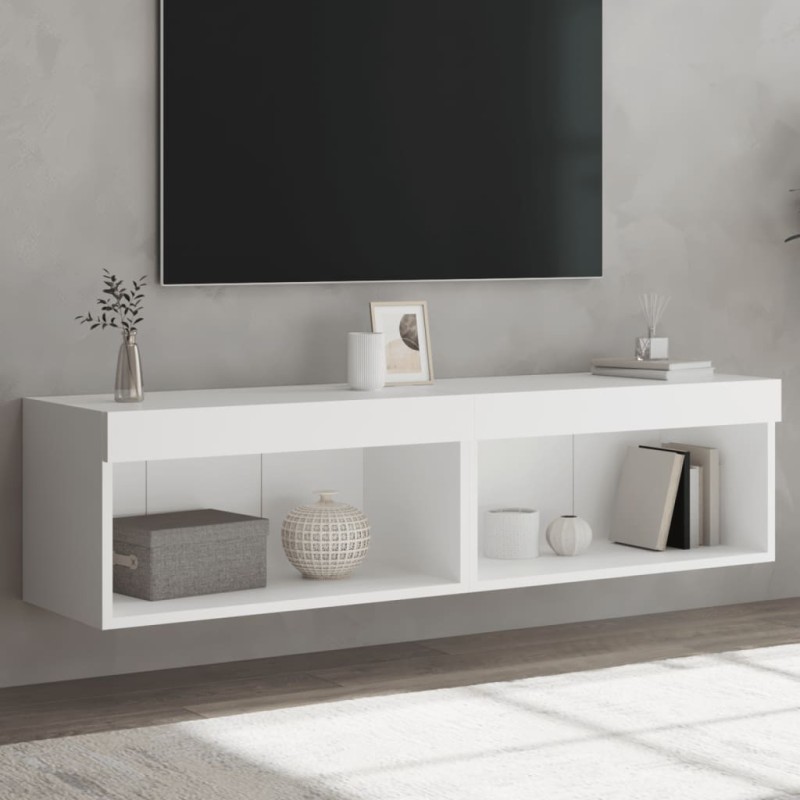 vidaXL TV-Schränke mit LED-Leuchten 2 Stk. Weiß 60x30x30 cm vidaXL TV-Schränke mit LED-Leuchten 2 Stk. Weiß 60x30x30 cm