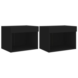 vidaXL Wand-Nachttische mit LED-Leuchten 2 Stk. Schwarz