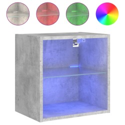 vidaXL Wand-Nachttisch mit LED-Leuchten Betongrau