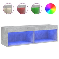 vidaXL TV-Schrank mit LED-Leuchten Betongrau 100x30x30 cm