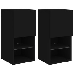 vidaXL TV-Schränke mit LED-Leuchten 2 Stk. Schwarz 30,5x30x60 cm