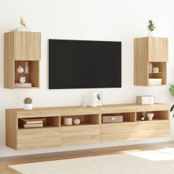 vidaXL TV-Schränke mit LED-Leuchten 2 Stk. Sonoma-Eiche 30,5x30x60 cm