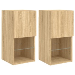 vidaXL TV-Schränke mit LED-Leuchten 2 Stk. Sonoma-Eiche 30,5x30x60 cm