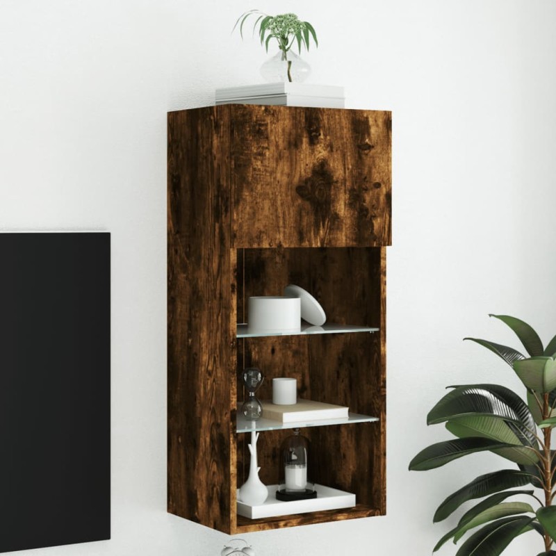 vidaXL TV-Schrank mit LED-Leuchten Räuchereiche 40,5x30x90 cm vidaXL TV-Schrank mit LED-Leuchten Räuchereiche 40,5x30x90 cm