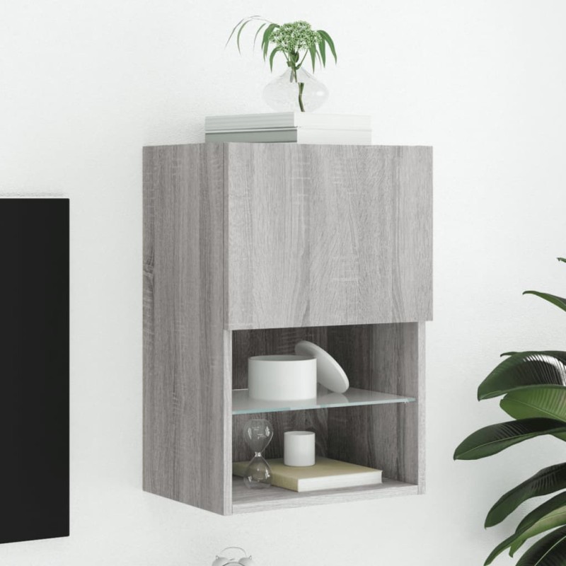 vidaXL TV-Schrank mit LED-Leuchten Grau Sonoma 40,5x30x60 cm vidaXL TV-Schrank mit LED-Leuchten Grau Sonoma 40,5x30x60 cm