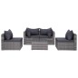 8-tlg. Garten-Lounge-Set mit Kissen Poly Rattan Grau 8-tlg. Garten-Lounge-Set mit Kissen Poly Rattan Grau
