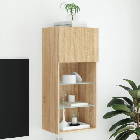 vidaXL TV-Schrank mit LED-Leuchten Sonoma-Eiche 40,5x30x90 cm
