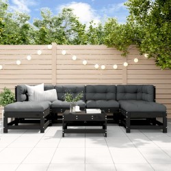 vidaXL 7-tlg. Garten-Lounge-Set Schwarz Massivholz Kiefer