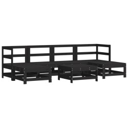 vidaXL 7-tlg. Garten-Lounge-Set Schwarz Massivholz Kiefer