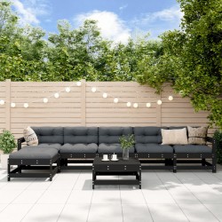 vidaXL 7-tlg. Garten-Lounge-Set Schwarz Massivholz Kiefer