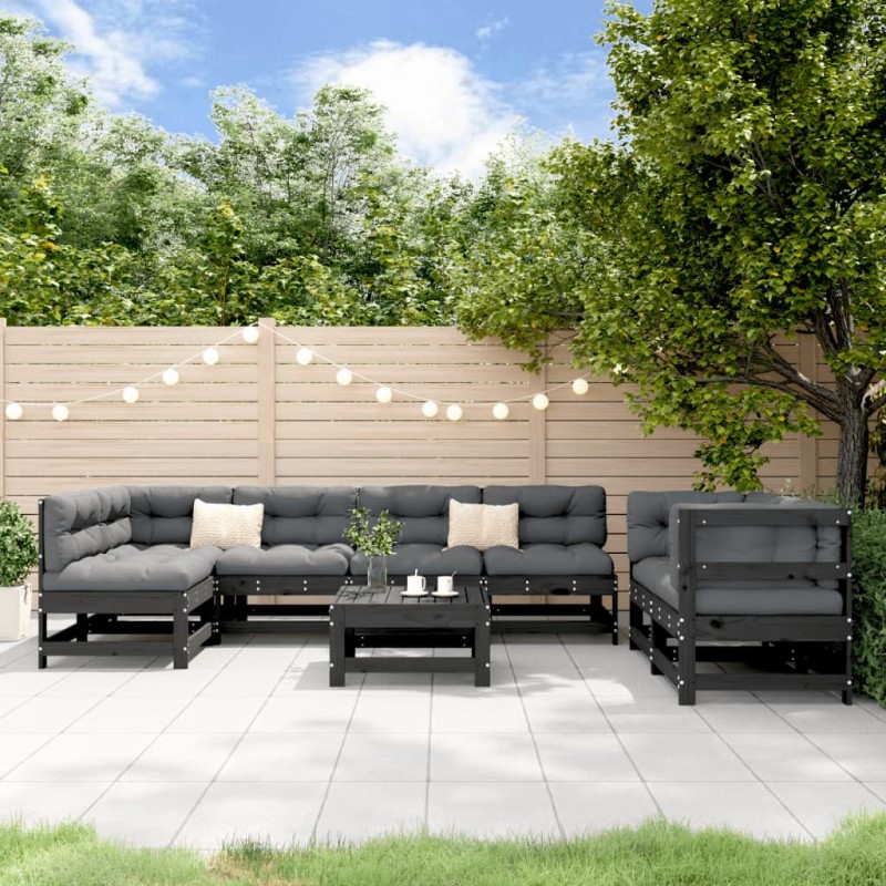 vidaXL 8-tlg. Garten-Lounge-Set Schwarz Massivholz Kiefer vidaXL 8-tlg. Garten-Lounge-Set Schwarz Massivholz Kiefer