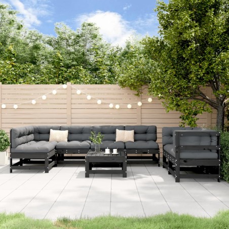 vidaXL 8-tlg. Garten-Lounge-Set Schwarz Massivholz Kiefer