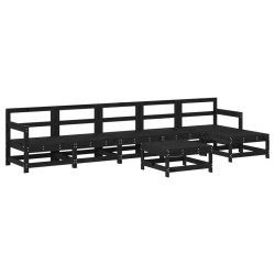 vidaXL 7-tlg. Garten-Lounge-Set Schwarz Massivholz Kiefer