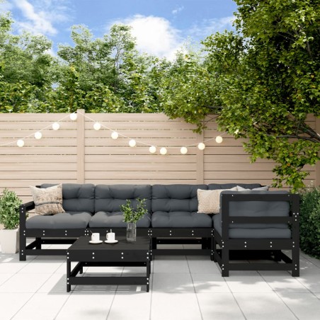 vidaXL 6-tlg. Garten-Lounge-Set Schwarz Massivholz Kiefer