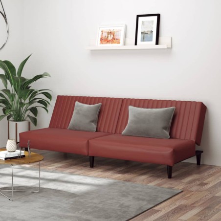 vidaXL Schlafsofa 2-Sitzer Weinrot Kunstleder