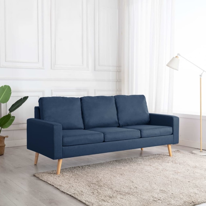 vidaXL 3-Sitzer-Sofa Blau Stoff vidaXL 3-Sitzer-Sofa Blau Stoff
