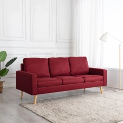 vidaXL 3-Sitzer-Sofa Weinrot Stoff