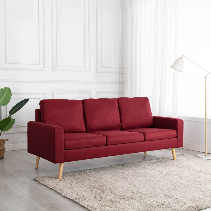 vidaXL 3-Sitzer-Sofa Weinrot Stoff vidaXL 3-Sitzer-Sofa Weinrot Stoff