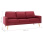 vidaXL 3-Sitzer-Sofa Weinrot Stoff vidaXL 3-Sitzer-Sofa Weinrot Stoff