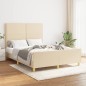 vidaXL Bettgestell mit Kopfteil Creme 140x190 cm Stoff vidaXL Bettgestell mit Kopfteil Creme 140x190 cm Stoff