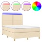 vidaXL Boxspringbett mit Matratze & LED Creme 140x200 cm Stoff vidaXL Boxspringbett mit Matratze & LED Creme 140x200 cm Stoff
