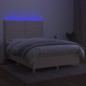 vidaXL Boxspringbett mit Matratze & LED Creme 140x200 cm Stoff vidaXL Boxspringbett mit Matratze & LED Creme 140x200 cm Stoff
