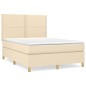 vidaXL Boxspringbett mit Matratze Creme 140x190 cm Stoff vidaXL Boxspringbett mit Matratze Creme 140x190 cm Stoff