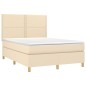 vidaXL Boxspringbett mit Matratze Creme 140x190 cm Stoff vidaXL Boxspringbett mit Matratze Creme 140x190 cm Stoff