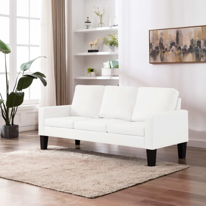 vidaXL 3-Sitzer-Sofa Weiß Kunstleder vidaXL 3-Sitzer-Sofa Weiß Kunstleder