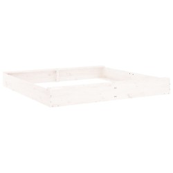 vidaXL Sandkasten mit Sitzen Weiß Quadratisch Massivholz Kiefer