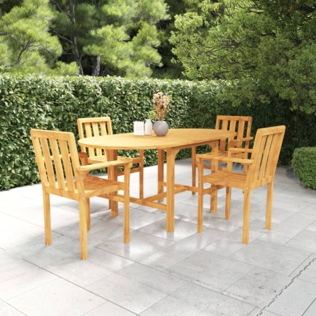 5-tlg. Garten-Essgruppe Massivholz Teak