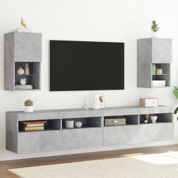 vidaXL TV-Schränke mit LED-Leuchten 2 Stk. Betongrau 30,5x30x60 cm